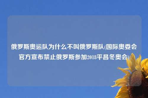 俄罗斯奥运队为什么不叫俄罗斯队(国际奥委会官方宣布禁止俄罗斯参加2018平昌冬奥会)