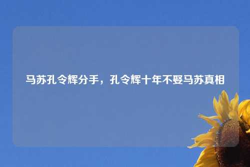 马苏孔令辉分手，孔令辉十年不娶马苏真相