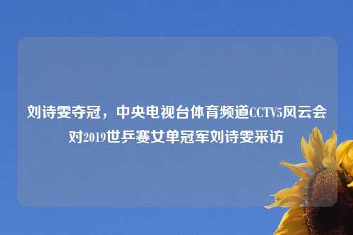 刘诗雯夺冠，中央电视台体育频道CCTV5风云会对2019世乒赛女单冠军刘诗雯采访