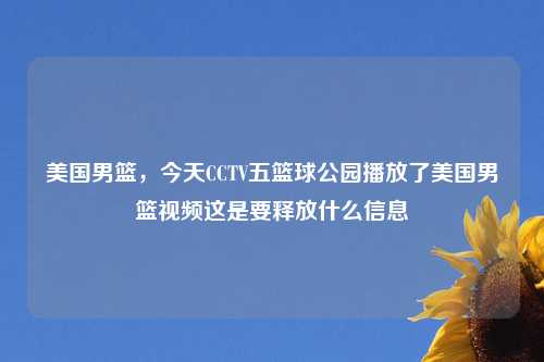 美国男篮，今天CCTV五篮球公园播放了美国男篮look这是要释放什么信息