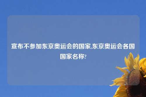 宣布不参加东京奥运会的国家,东京奥运会各国国家名称?