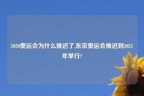 2020奥运会为什么推迟了,东京奥运会推迟到2021年举行?