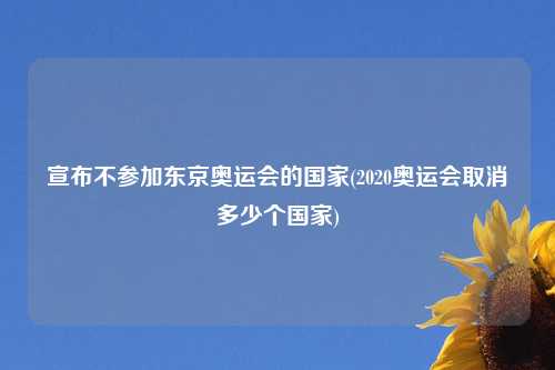 宣布不参加东京奥运会的国家(2020奥运会取消多少个国家)