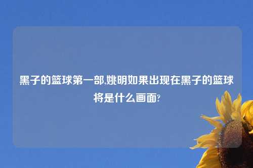 黑子的篮球第一部,姚明如果出现在黑子的篮球将是什么画面?