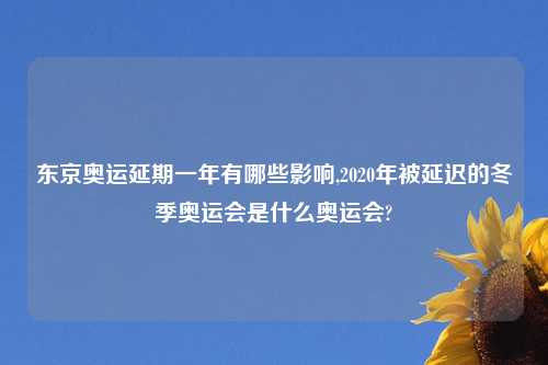 东京奥运延期一年有哪些影响,2020年被延迟的冬季奥运会是什么奥运会?