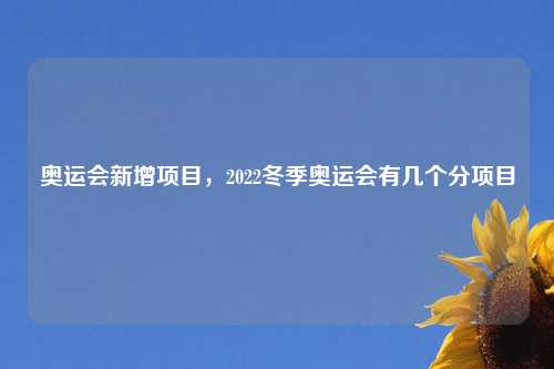 奥运会新增项目，2022冬季奥运会有几个分项目