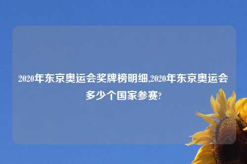 2020年东京奥运会奖牌榜明细,2020年东京奥运会多少个国家参赛?