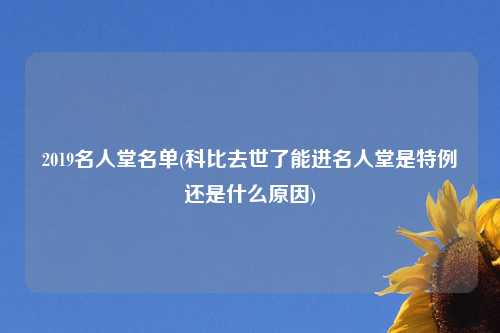 2019名人堂名单(科比去世了能进名人堂是特例还是什么原因)