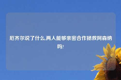 厄齐尔说了什么,两人能够亲密合作拯救阿森纳吗?