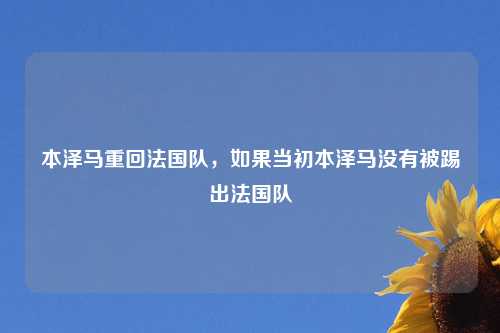 本泽马重回法国队，如果当初本泽马没有被踢出法国队