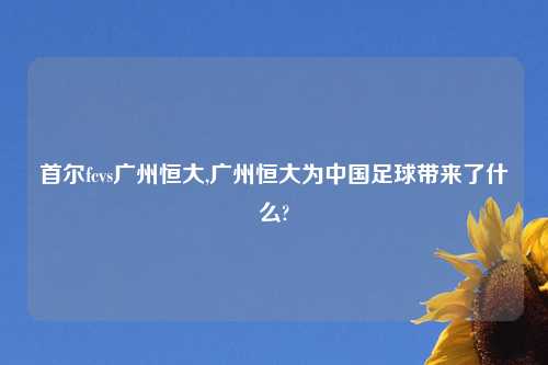 首尔fcvs广州恒大,广州恒大为中国足球带来了什么?