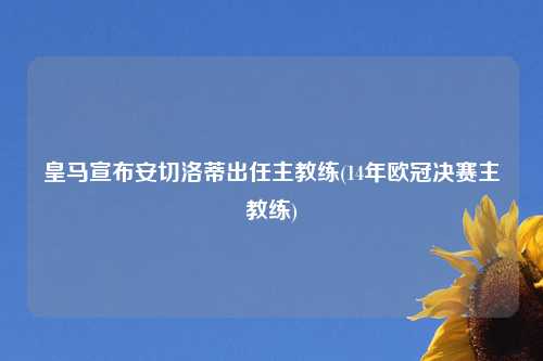 皇马宣布安切洛蒂出任主教练(14年欧冠决赛主教练)