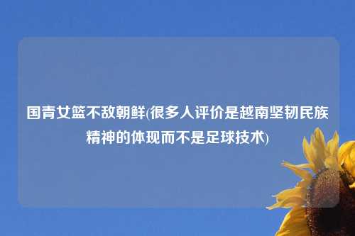 国青女篮不敌朝鲜(很多人评价是越南坚韧民族精神的体现而不是足球技术)