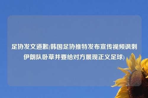 足协发文道歉(韩国足协推特发布宣传look讽刺伊朗队卧草并要给对方展现正义足球)