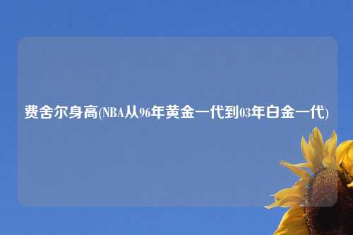 费舍尔身高(NBA从96年黄金一代到03年白金一代)