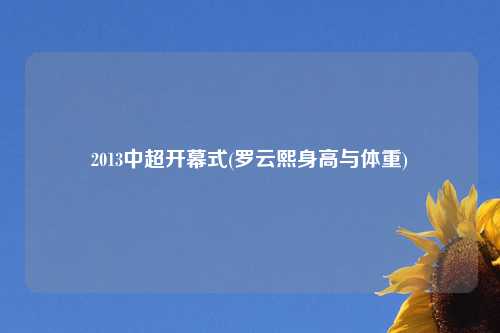 2013中超开幕式(罗云熙身高与体重)