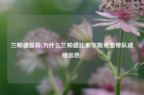 兰帕德智商(为什么兰帕德比索尔斯克亚带队成绩出色)