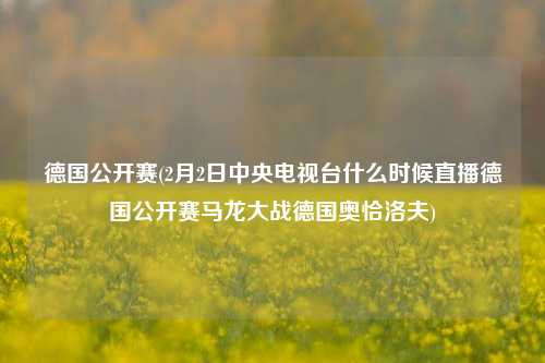 德国公开赛(2月2日中央电视台什么时候直播德国公开赛马龙大战德国奥恰洛夫)