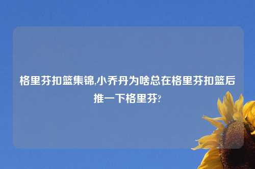 格里芬扣篮集锦,小乔丹为啥总在格里芬扣篮后推一下格里芬?