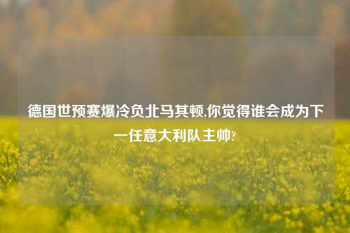 德国世预赛爆冷负北马其顿,你觉得谁会成为下一任意大利队主帅?