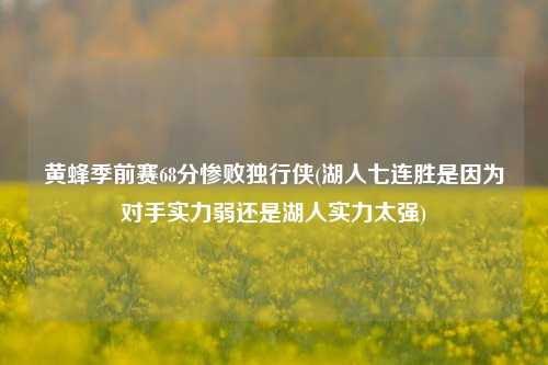 黄蜂季前赛68分惨败独行侠(湖人七连胜是因为对手实力弱还是湖人实力太强)