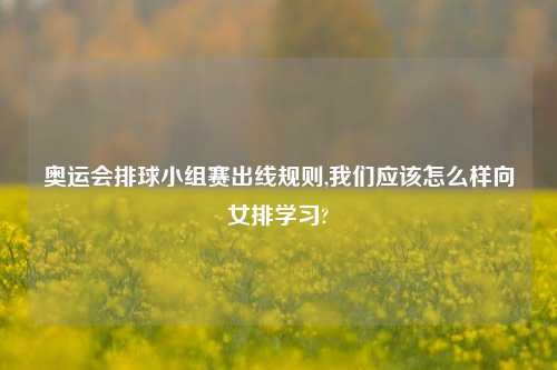 奥运会排球小组赛出线规则,我们应该怎么样向女排学习?