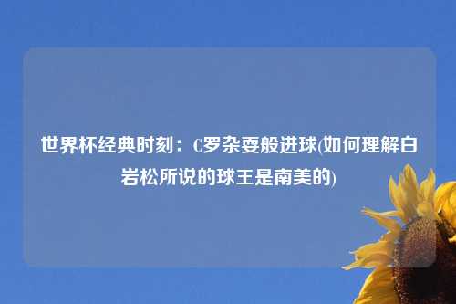 世界杯经典时刻：C罗杂耍般进球(如何理解白岩松所说的球王是南美的)