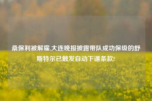 桑保利被解雇,大连晚报披露带队成功保级的舒斯特尔已触发自动下课条款?