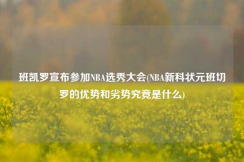 班凯罗宣布参加NBA选秀大会(NBA新科状元班切罗的优势和劣势究竟是什么)