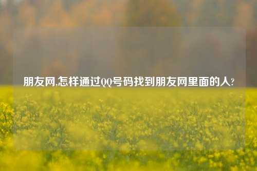 朋友网,怎样通过QQ号码找到朋友网里面的人?