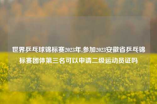 世界乒乓球锦标赛2023年,参加2023安徽省乒乓锦标赛团体第三名可以申请二级运动员证吗