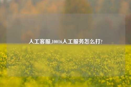 人工客服,10016人工服务怎么打?