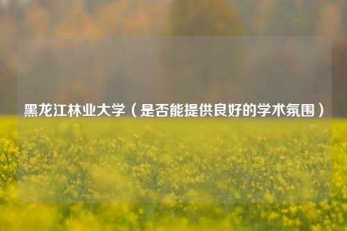 黑龙江林业大学（是否能提供良好的学术氛围）