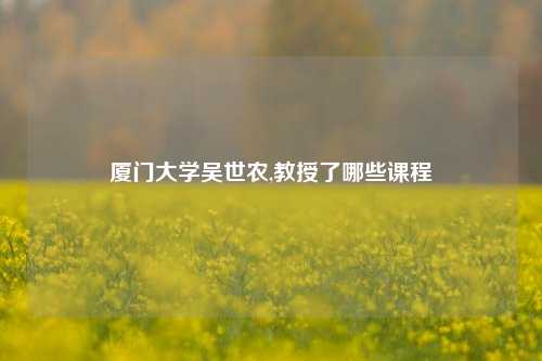 厦门大学吴世农,教授了哪些课程