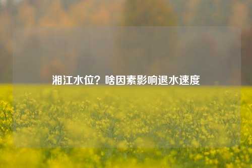 湘江水位？啥因素影响退水速度